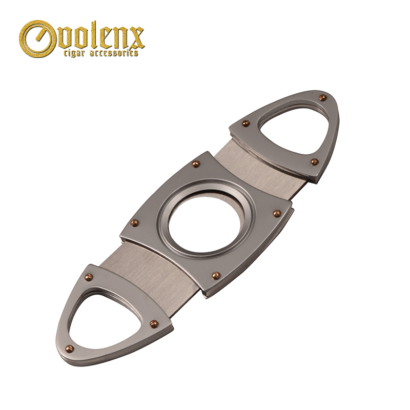 Top Sale stainless steel 2 blade small silver cigar cutter manufacture 4