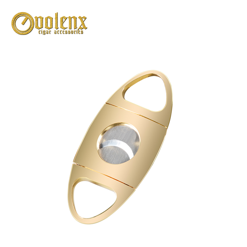 Luxury stainless steel OEM gold cigar cutter