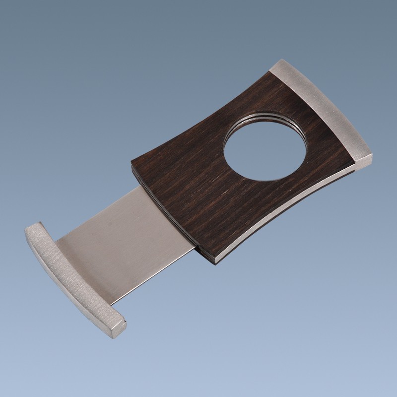 High-end Perfect Small Wood Grain Cover Stainless Steel Cigar Cutter 7