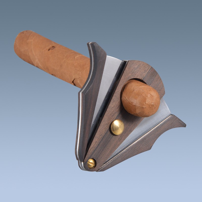 Double Blade Custom Luxury Walnut Wood Stainless Steel Cigar Cutter 4
