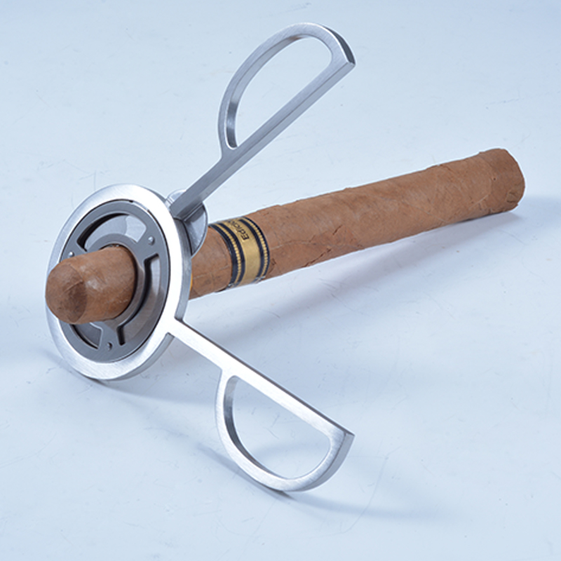 Wholesale double blade cigar cutter Custom Steel double blade cigar cutter
