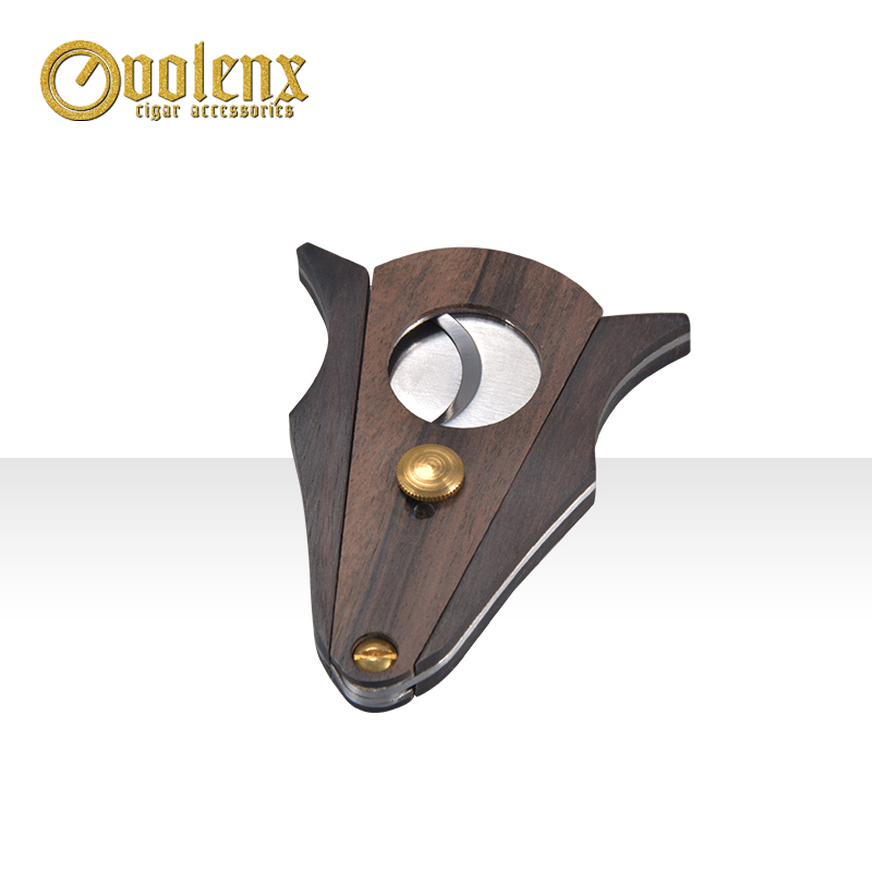 Portable Custom Logo and Package Wood Sharp Tobacco Cigar Cutter