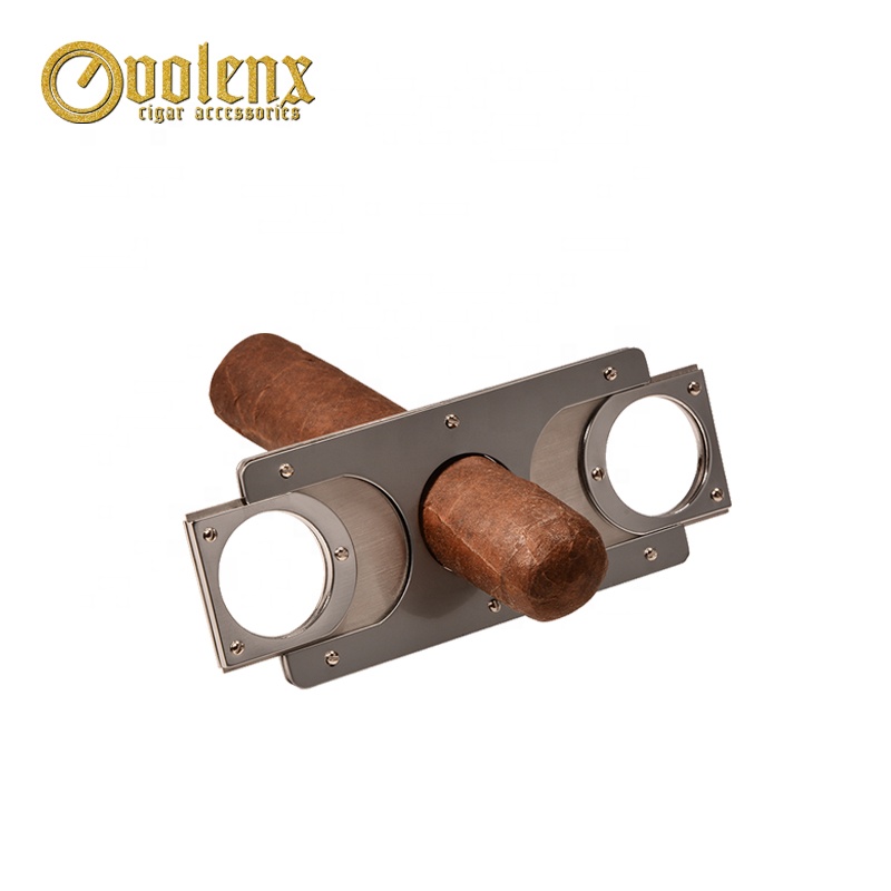 Custom logo metal material and high quality cigar cutter double blade