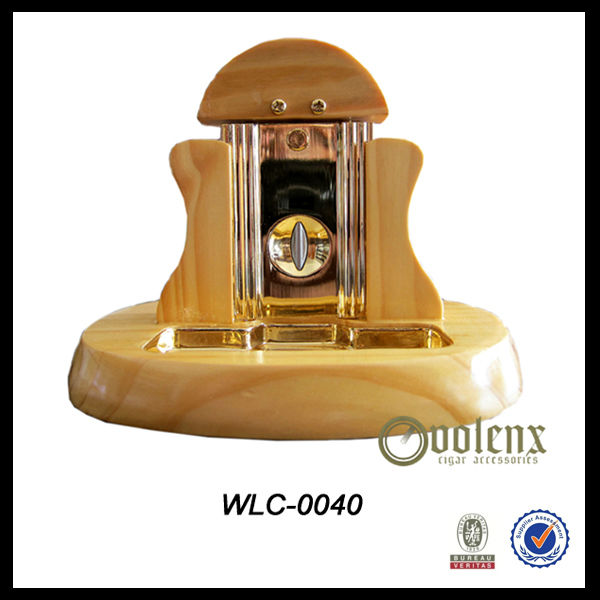 Wood stand desk top luxury wholesale guillotine cigar cutter