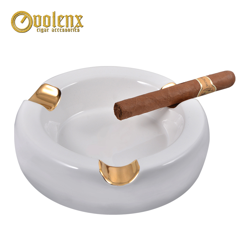 Wholesale high quality custom printing gold ashtray cigar ceramic 4