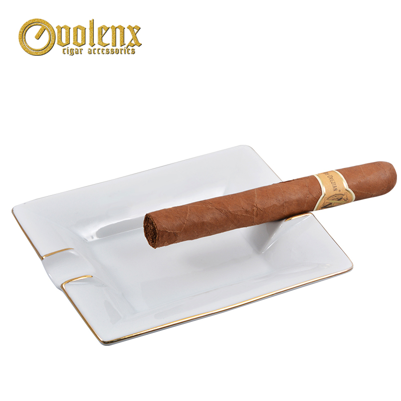 Wholesale premium gold ceramics square cigar ashtray