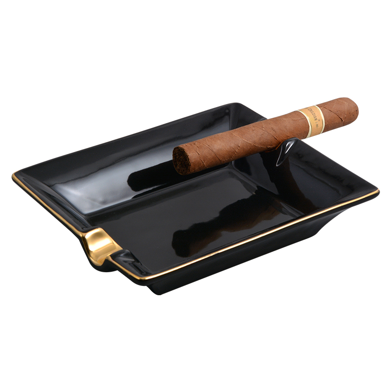 2019 Luxury gold edge custom black ceramic cigar ashtray 7