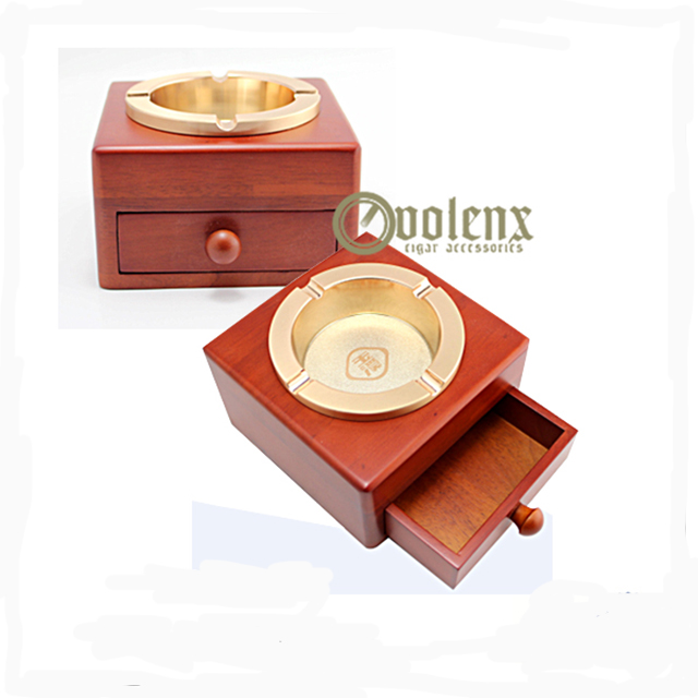 Wholesale Custom Logo Red Wooden Cigar Ashtray For Sale