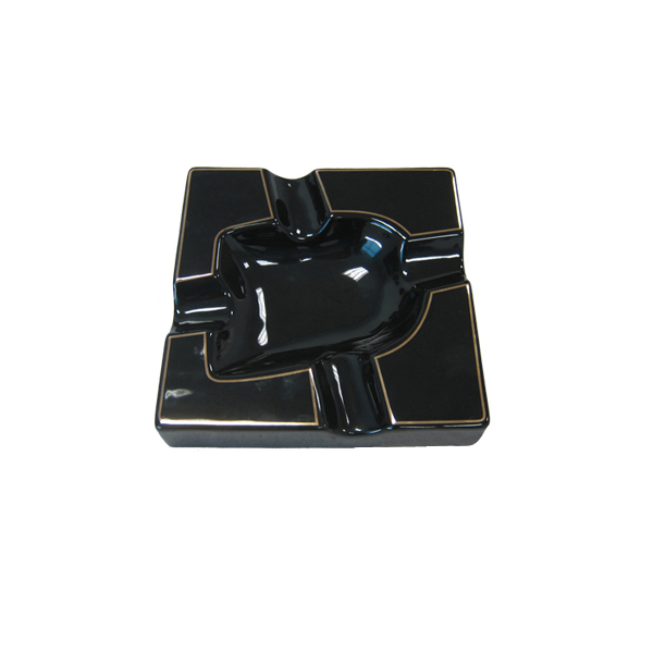 Four rests ceramic black color custom wholesale cigar ashtray