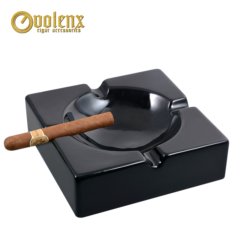 Wholesale Custom Black Square Ceramic Cigar Ash Tray 5