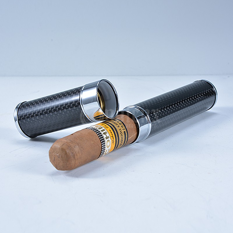 Stainless Steel Cube Cigar Tubes With Carbon Fiber 3
