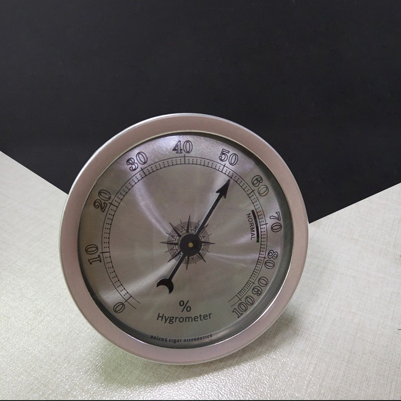 Popular small hygrometer gold or silver round cigar hygrometer 9