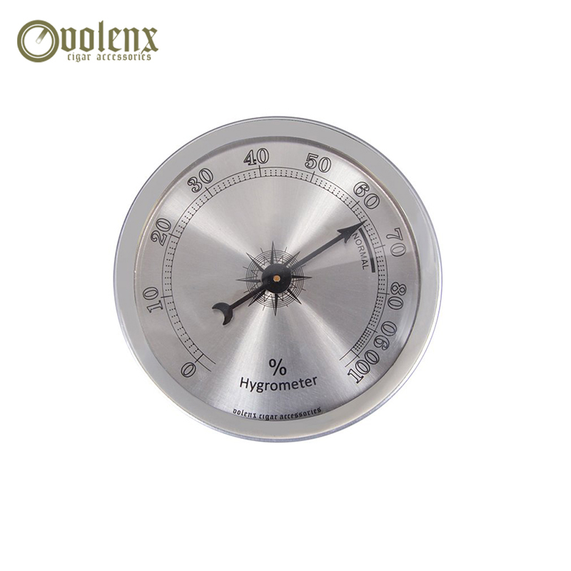 Popular small hygrometer gold or silver round cigar hygrometer