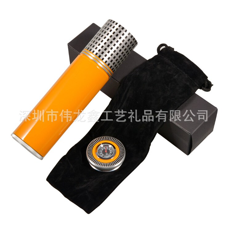 High Quality Portable Aluminium Alloy Cigar Tube with Hygrometer 4