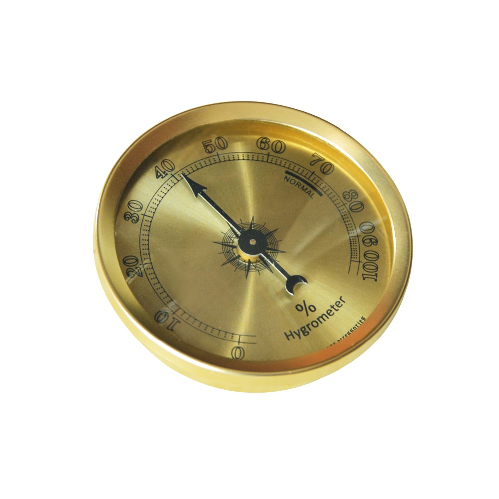 Gold Metal round cigar humidor hygrometer 7