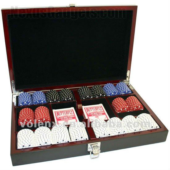 Premium Professional 500pcs Poker Chip Set With Glass Top Wooden Box 5