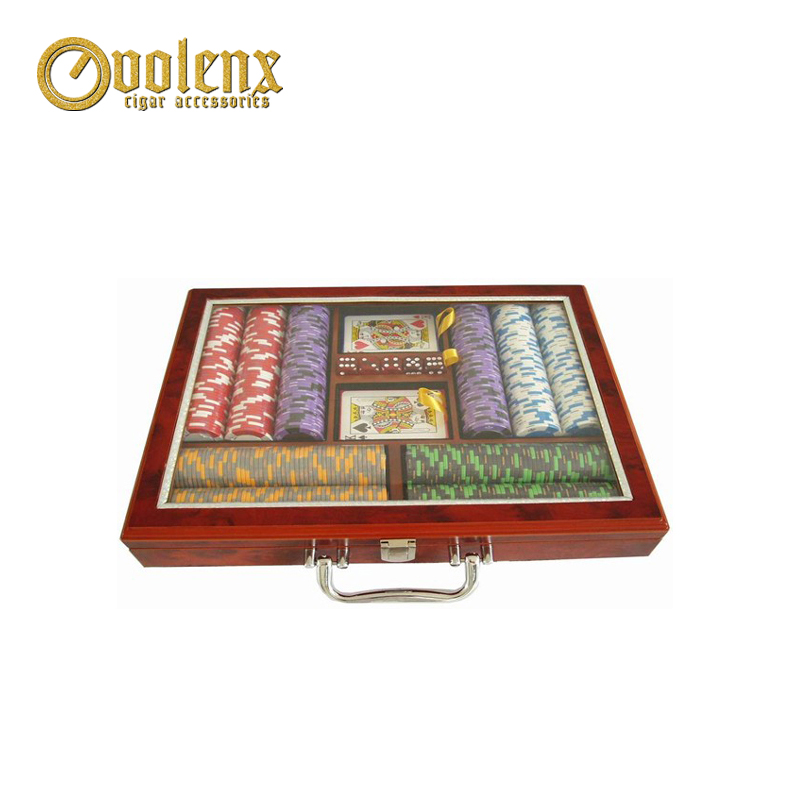 Premium Professional 500pcs Poker Chip Set With Glass Top Wooden Box