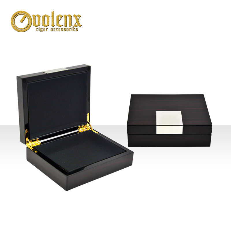 With metal plate wholesale OEM rectangular ebony wood package box