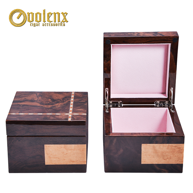 Wood parquet black walnut handmade high gloss rectangular wooden box