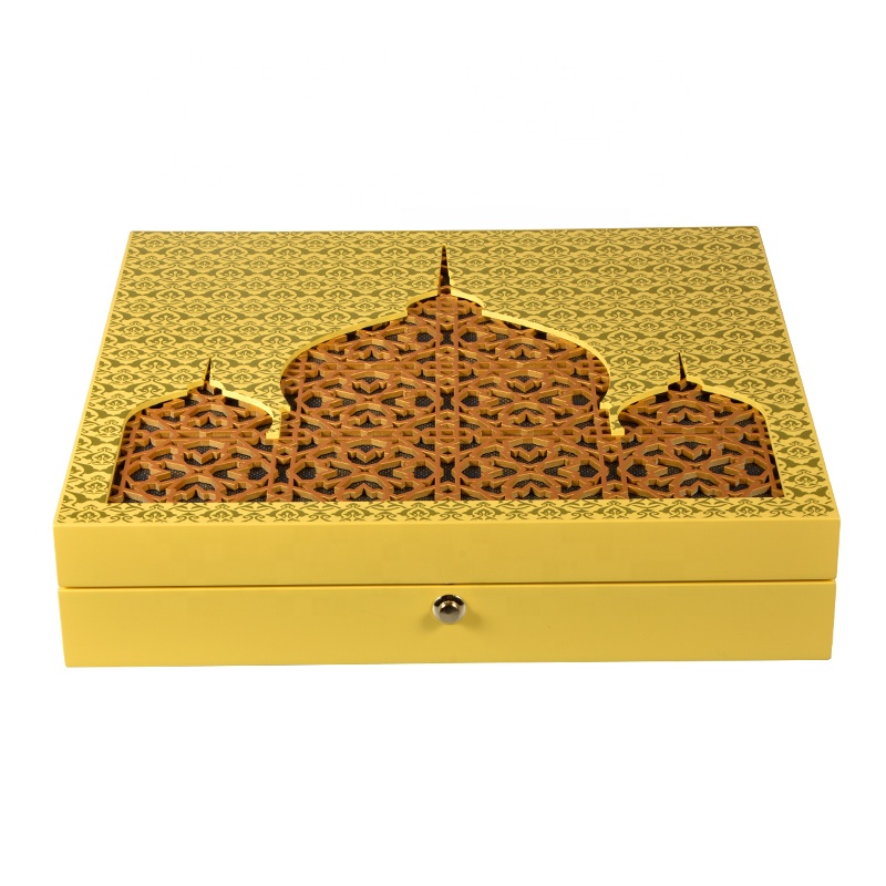 High quality wooden Arabic jewelry  boxes  with castle laser