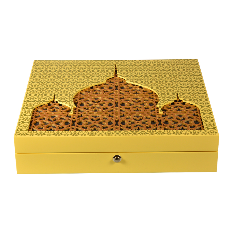 High quality wooden Arabic jewelry  boxes  with castle laser 3