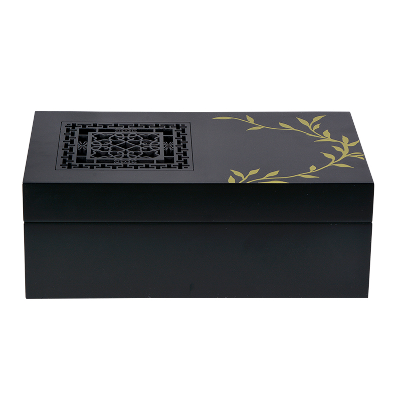 Wholesale Luxury Custom Logo black wooden Jewelry Box with metal tray 6