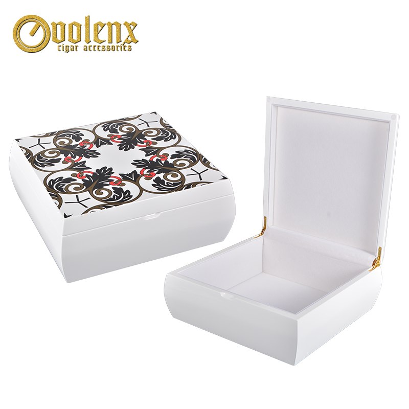 Middle East design custom logo white wooden jewelry box unfinished 7