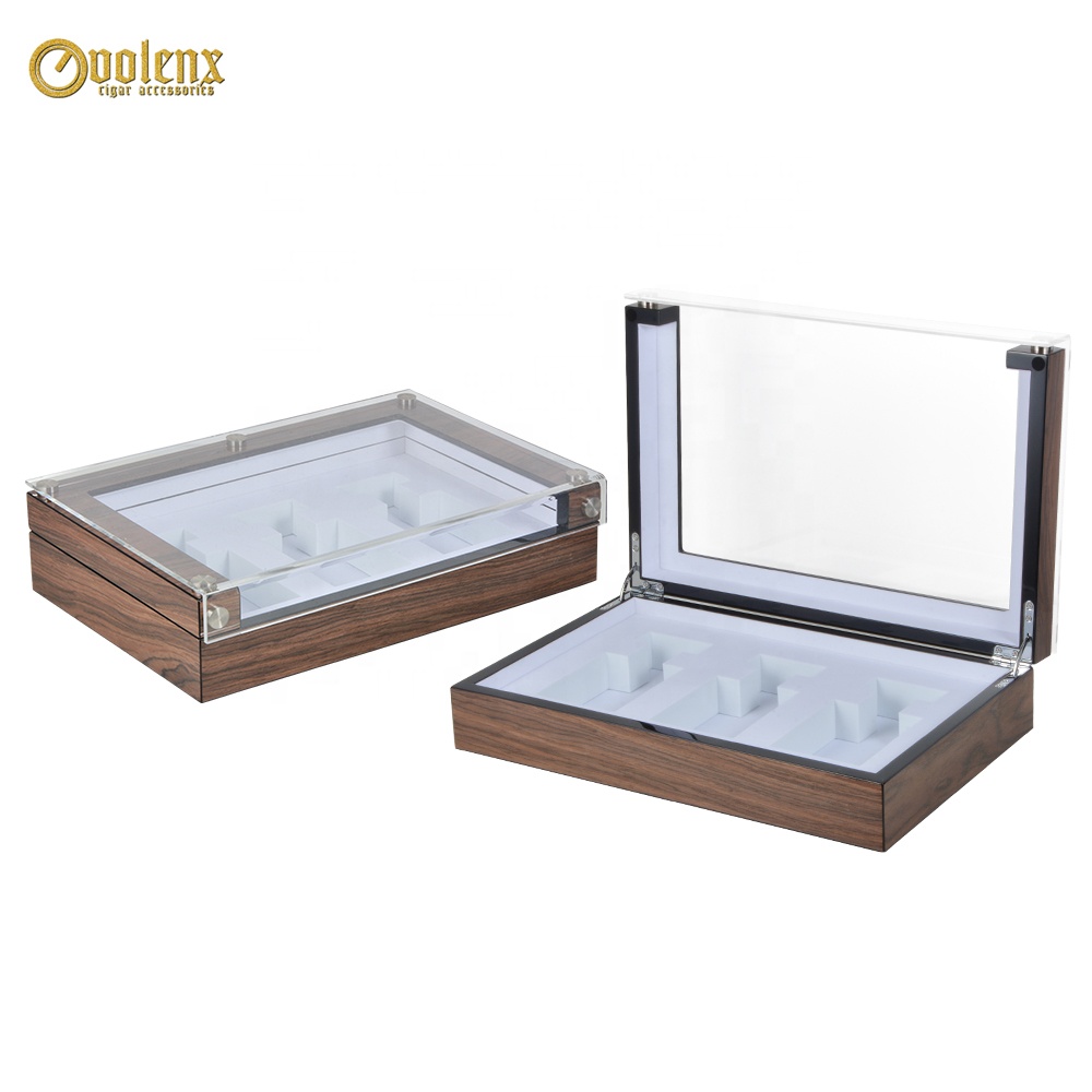 Custom Luxury Glass Top  Wood Perfume Box