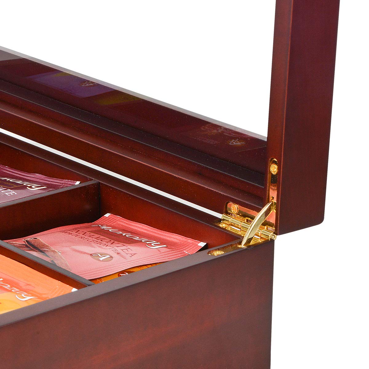 Custom Wooden Red Tea Packaging Box With Glass Lid 3