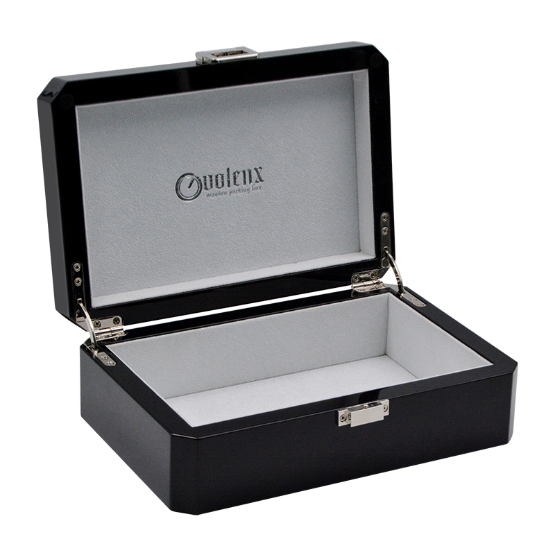 High Glossy Black Custom Logo Jewelry Box Wooden Gift Box 9
