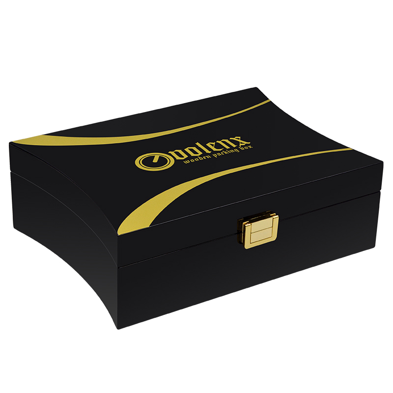 High Glossy Black Custom Logo jewelry box wooden gift box 3