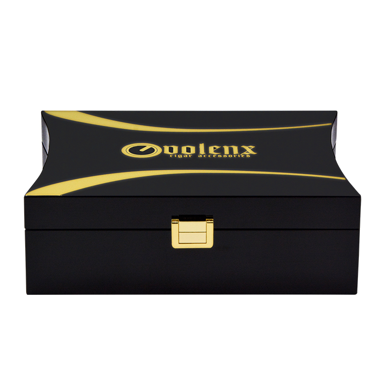 High Glossy Black Custom Logo jewelry box wooden gift box