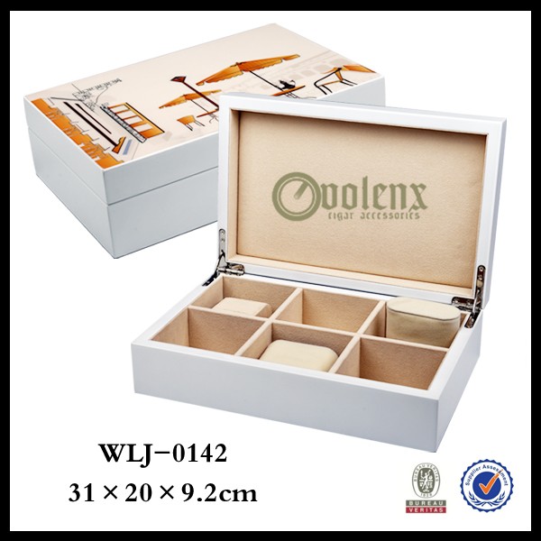 Custom White Wooden Jewelry Packaging Box