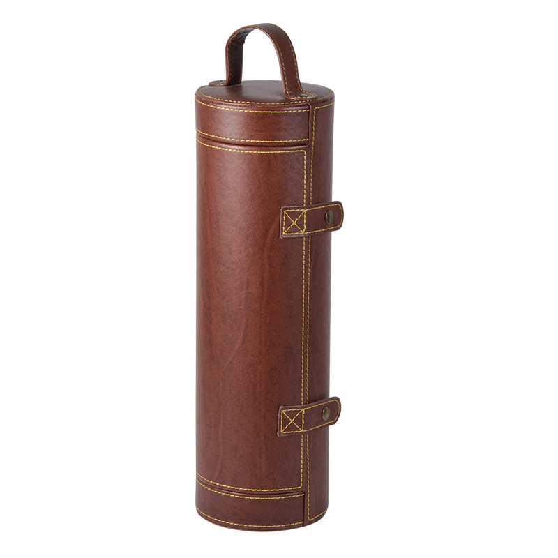 Wholesale French Wine Wooden Box Cylinder Wine Box With Accessories 3