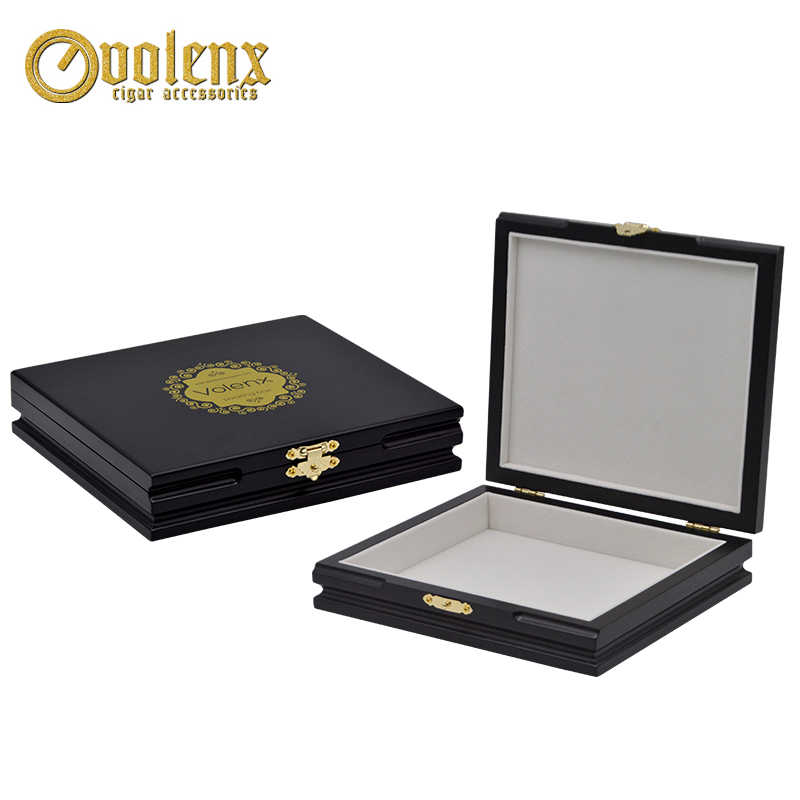High-end black matt wooden jewelry box storage packaging box