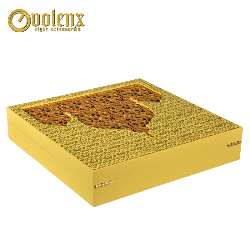 Custom Wood Yellow Luxury Perfume Packaging Box 3