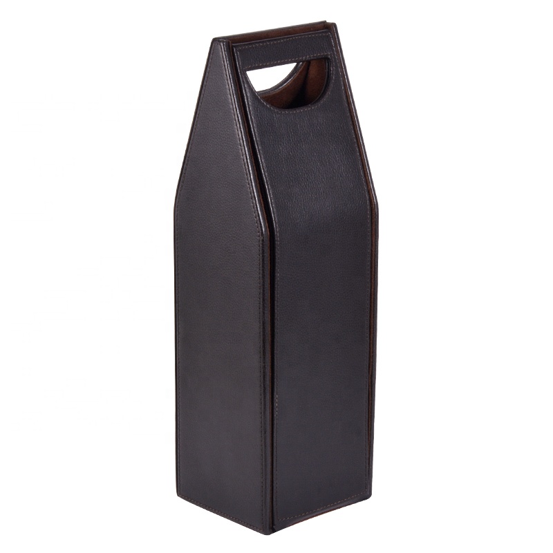 Custom Luxury Single Bottle Black PU Leather Wine Gift Box 3