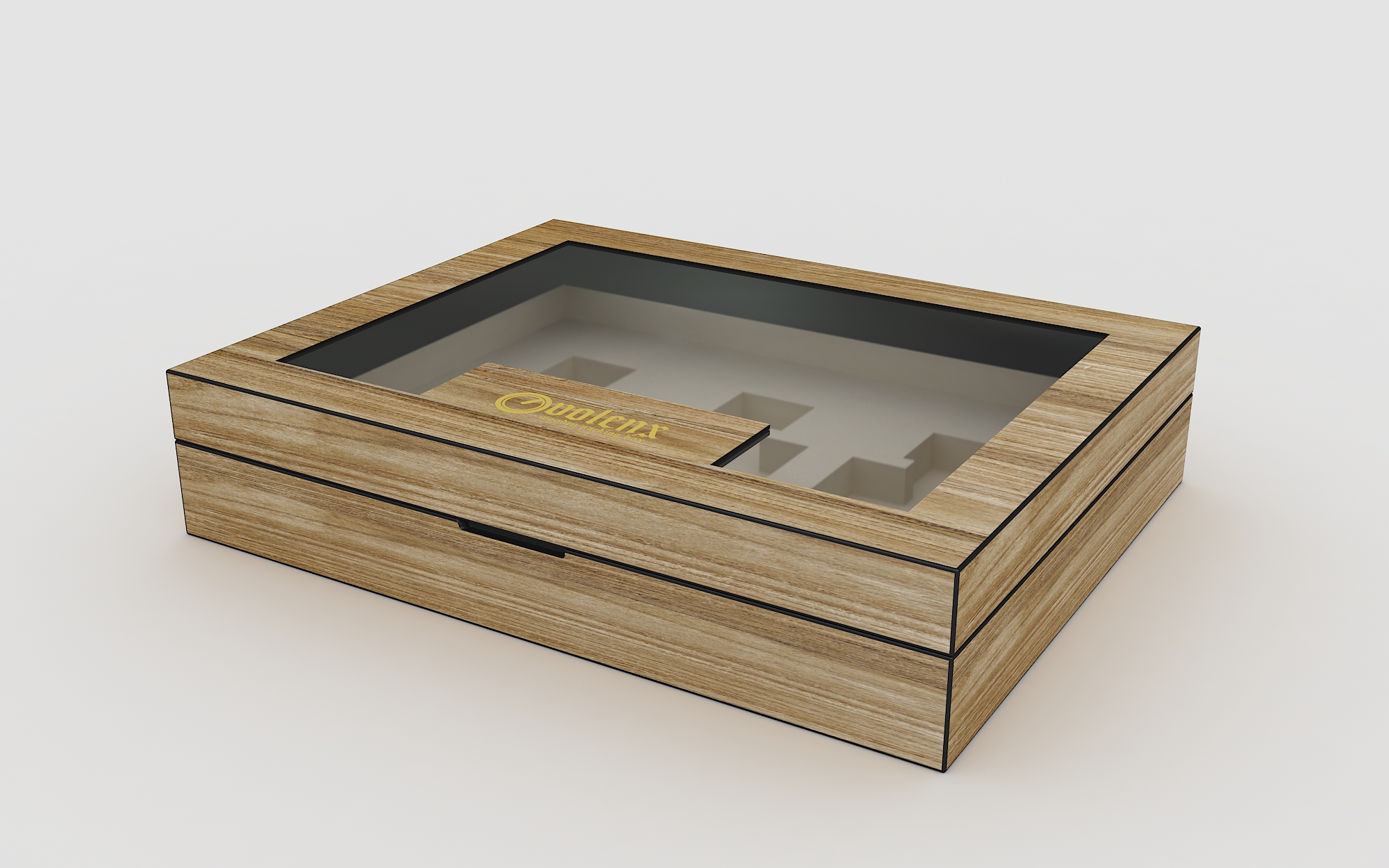 Custom Design Glass Top Wooden Luxury Perfume Display Box