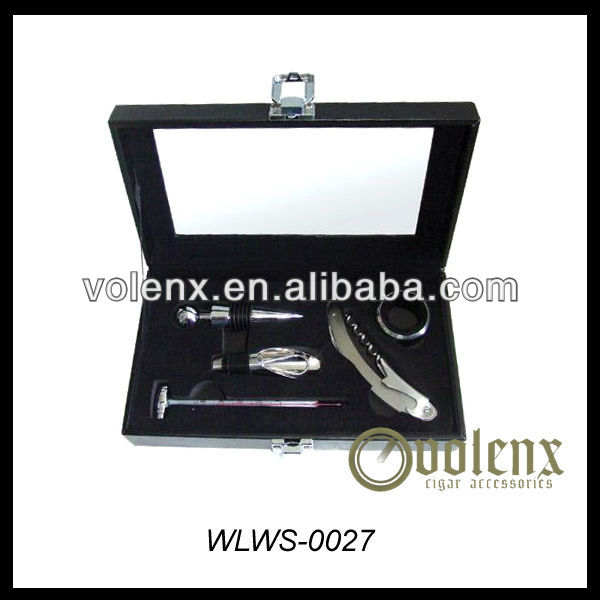 Good Quality Promotional China Wine Accessories Gift Set in Leather Box 7
