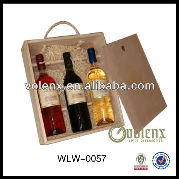 Exquisite Shenzhen Unfinished Wood Wine Box for 3 Bottles