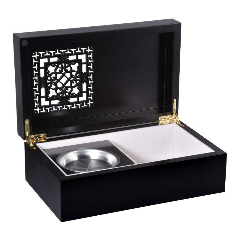 Luxury Packaging Black lacquer custom logo Arab wooden perfume box 5