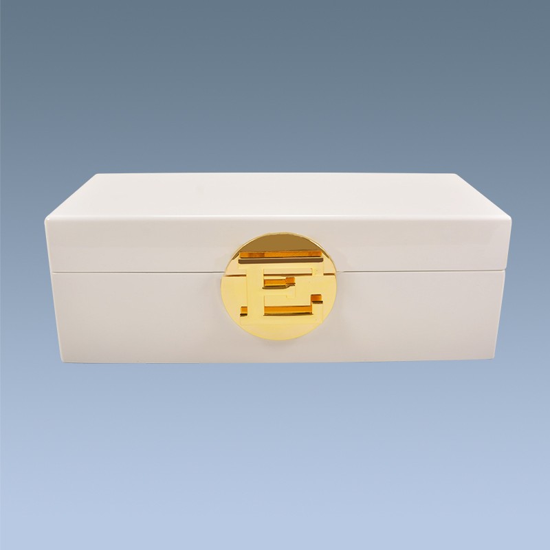 Custom High Glossy Luxury White Lacquer Wooden Packaging Box 3
