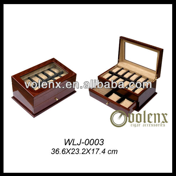 Wholesale Custom Logo Luxury Black Wooden Watch Box with Pillow 5