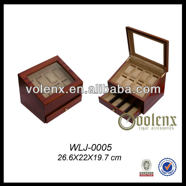 Luxury Custom Wooden Watch Box For Packaging With Burl Inlay 3