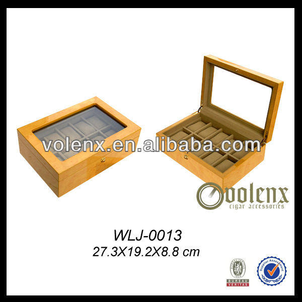 Wholesale Custom Acrylic Glass Top Wooden Watch Display Box 2