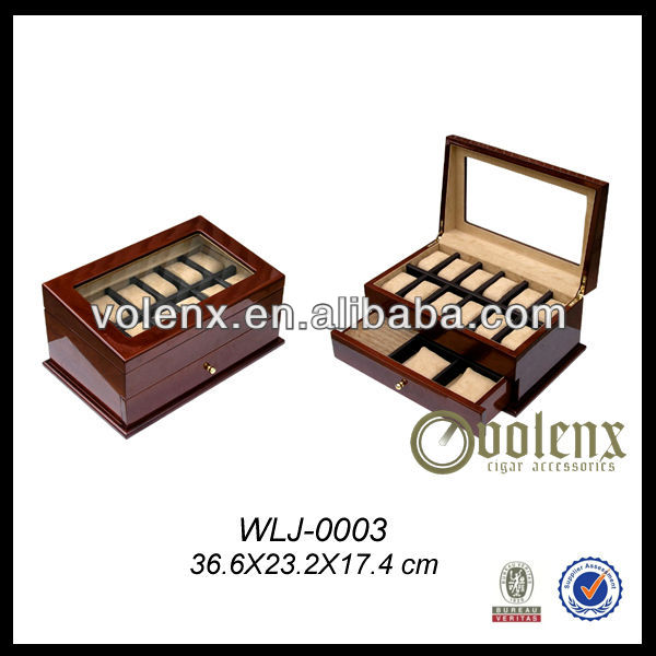 Wholesale Custom Acrylic Glass Top Wooden Watch Display Box 6