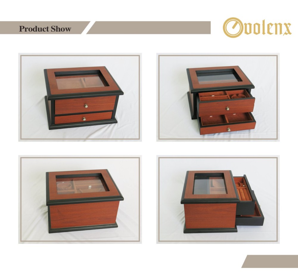 Custom Glass Top Wooden Jewelry Packaging Box 3