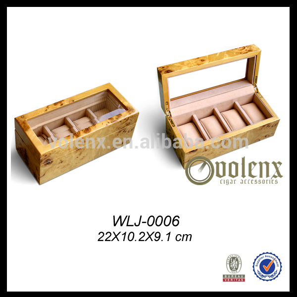 OEM wooden jewelry box lining mirror three drawers luxury jewelry box 7