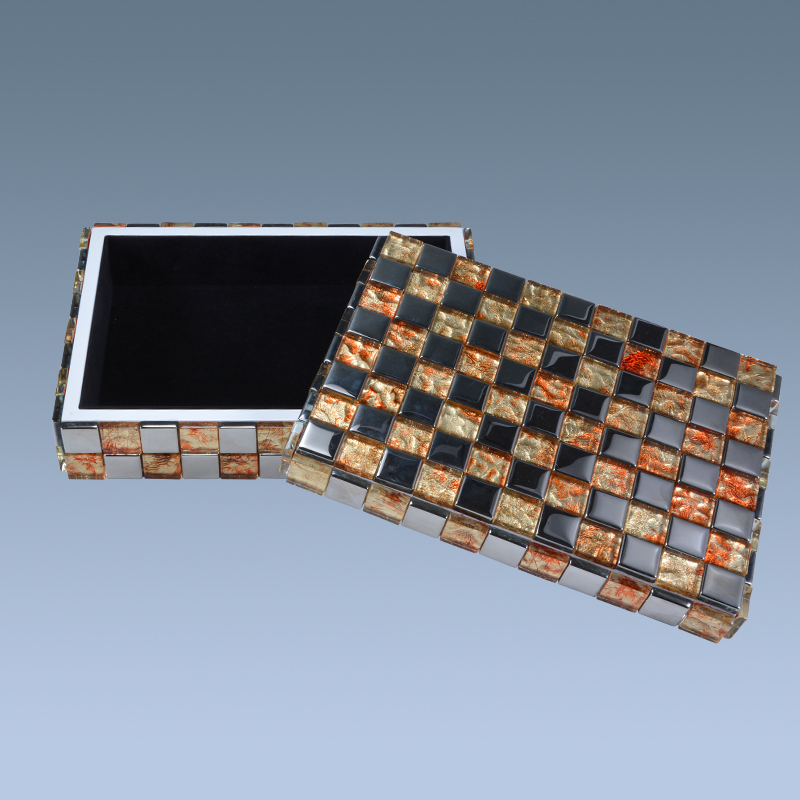 Wooden Storage Box Custom mosaic design crystal Jewelry boxes 3