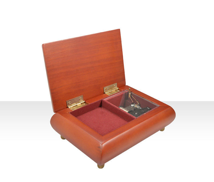 Wholesale velvet trinket MDF wooden music jewelry box